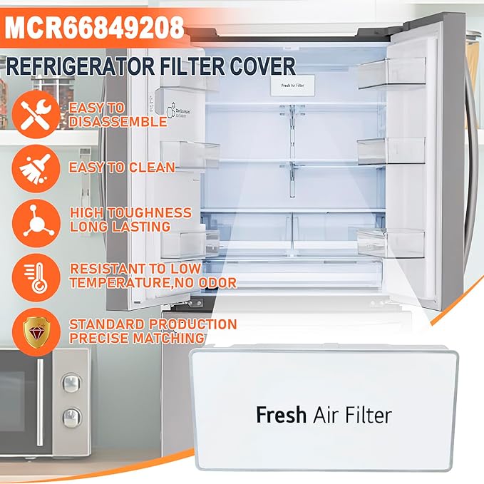 MCR66849208, MCR66849219 Filter Cover Decor Compatible with LG Refrigerator Fresh Air Filter Cover accessories Replaces Part Numbers 4957379, ACW75477501, AP6892370, PS12085698-1 Pack