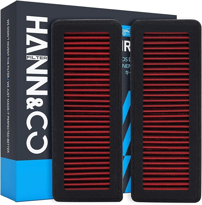 HANN&CO Washable And Reusable High Flow Cabin Air Filter，Greater Than 15 Years of Service Life，Set of 2 Pieces Suitable For Nissan Pathfinder，Frontier Replacement CF10553，CP553，VF1001（HCC1039-X）