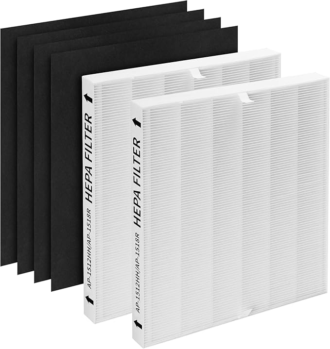 2-Pack AP-1512HH Replacement Filter, Compatible with Coway AP-1512HH Mighty Purifier, Part# 3304899, with 4 Extra Carbon Filters