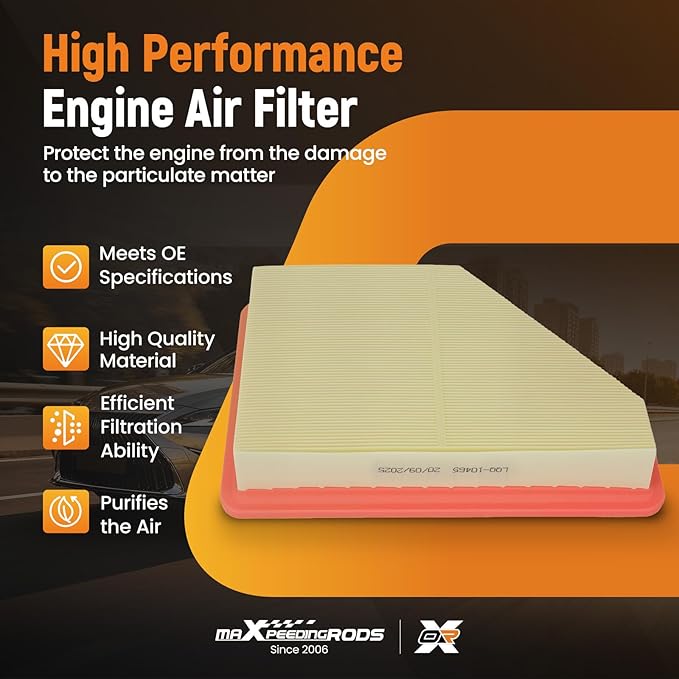 maXpeedingrods CA10465 Engine Air Filter Fit for Chevrolet Equinox 2010-2017, for GMC Terrain 2010-2017, L4 2.4L V6 3.0L 3.6L Replacement for 25899727, 23335811, 9727, PA6131, A36131