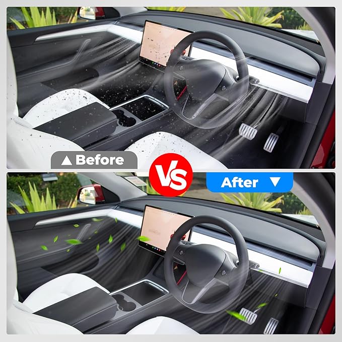 Model Y Air Filter Compatible With Tesla Y 2020 2021 2022 2023 2024 2025 2026,Activated Carbon Air Intake Filter Replace# 1658376-00-A/1658375-00-A (Not Fit for Tesla Model Y Long Range RWD 2021)