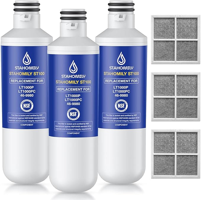 LT1000P ADQ747935 Water Filter Replacement for LG LT1000P/PC/PCS, LMXS28626S, MDJ64844601, Kenmore 46-9980, LMXS30796S, LMXS30796D, LMXC23796S, ADQ74793501, ADQ73334008 with LT120F Air Filter, 3 Combo