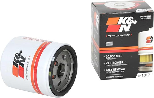K&N Premium Oil Filter: 20,000 Mile Engine Protection with Wrench Off Nut: Compatible with Select 2006-2022 ALFA ROMEO/BUICK/CHEVROLET/DODGE Vehicle Models (See Description for Select Models),HP-1017