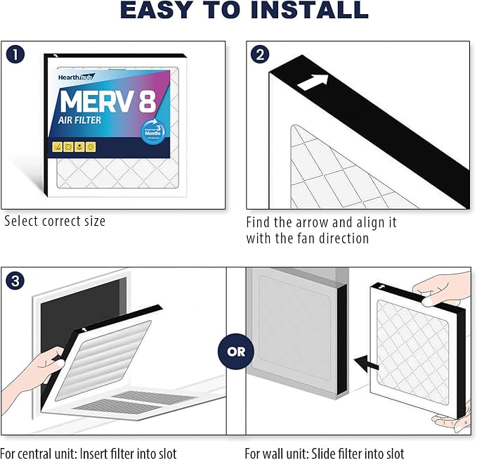 8×8×1 MERV 8 Furnace Air Filters - HVAC/Furnace AC Filter Replacement (Actual Size 7.75x7.75x0.75) - Pleated Dust Defense Air Conditioner Filters for Home Office (2 Pack)