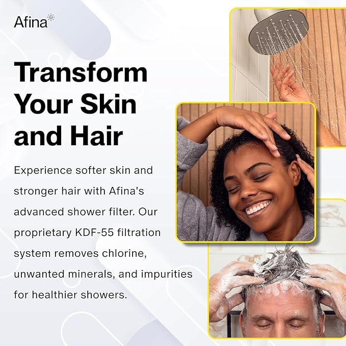 Afina Filtered Shower Head, Shower Filter for Hard Water | Improves Skin & Hair by Removing Chlorine & Toxic Chemicals from Hard Water (1.8 Gallon Per Minute California, Brushed Nickel)
