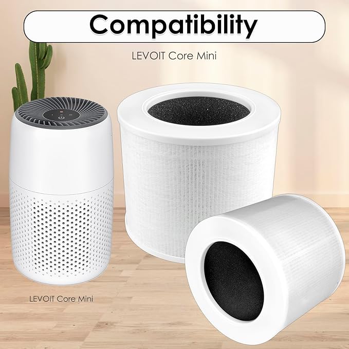 3 Pack Core Mini Replacement HEPA Filters for LEVOIT Core Mini Air Purifier, CoreMini H13 True Filter, 3-in-1 Filter, Activated Carbon Filters, Compared to Part # Core Mini-RF
