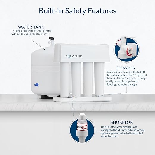 Aquasure Premier 4-Stage RO Reverse Osmosis Under Sink Drinking Water Filtration System | Removes 99% of Contaminants | 75 GPD, Leak-Proof, Quick Change Filters, with Tank & Brushed Nickel Faucet