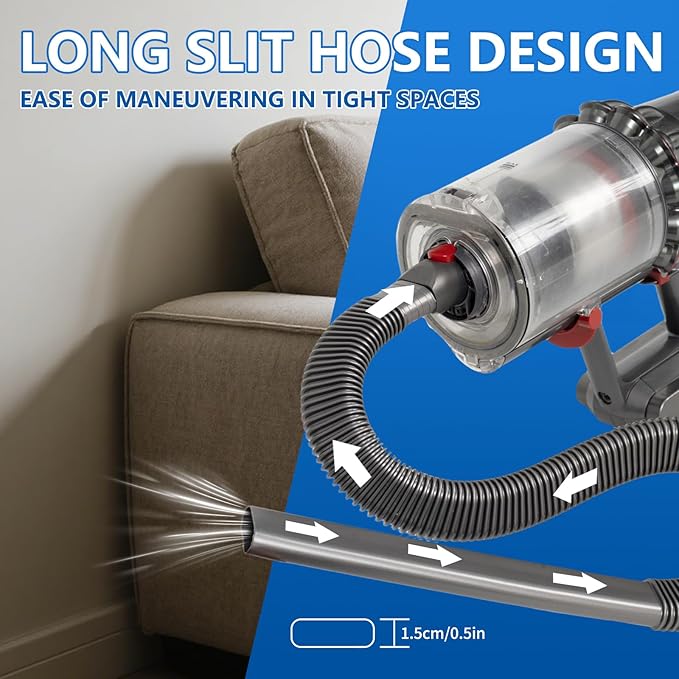 Vacuum Attachment Kit Compatible with Dyson V7 V8 V10 V11 V15 Vacuum Cleaner，Dryer Vent Hose Flexible Extension Hose Mattress Tool Stiff Brush Soft Bristle Crevice Tool Attachment for Home Cleaning