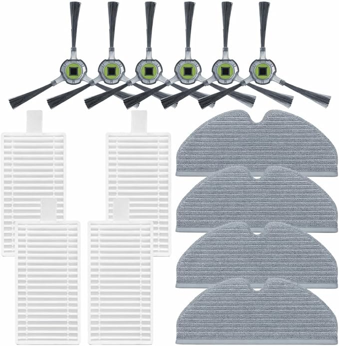 14Pack YUJINRU Replacement Parts Accessories Kit Compatible with UMMUND T7S Robot Vacuum.4 Mop Pads, 4 Filters, 6 Side Brushe
