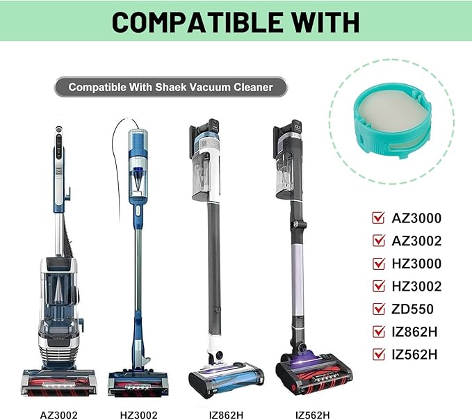 Replacement Filter for Shark HZ3002 HZ3000 Stratos Ultralight Corded Stick Vacuum，with 4 Odor Neutralizer Cartridge, 2 HEPA & 4 Foam and Felt Filters, Replace Part XFFKHZ3000 XHFHZ3000