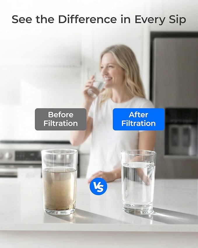 Waterdrop LT1000PC ADQ747935 MDJ64844601 Refrigerator Water Filter, Reduce chlorine, bad taste and odor, Replacement for LG® LT1000P®, ADQ74793501, ADQ74793502, Kenmore 46-9980, Pack of 3