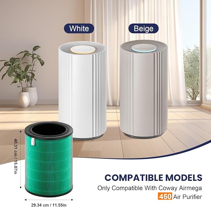 Airmega 450 Replacement Filter for Coway Airmega 450 Air Purifier,High-Efficiency Activated Carbon Pet Filter for Home Large Room