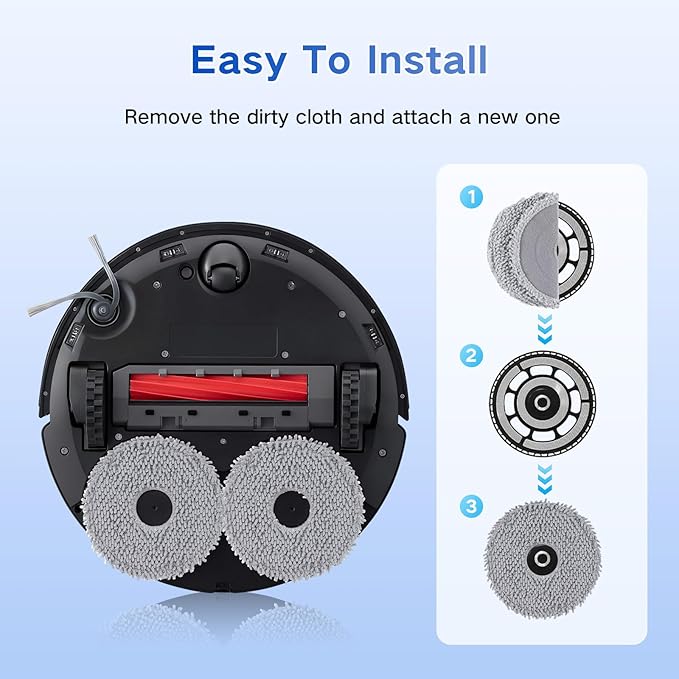 VIEWALL 8 Pack Mop Cloths for Roborock Qrevo QV 35A/35S/S5V/Q Revo S/Pro/Master/Plus/Curv/S5X/Edge/S5A/QX Revo/Saros 10R/20 Series Vacuum Cleaner, Microfiber Washable Mop Pad Replacement Accessories