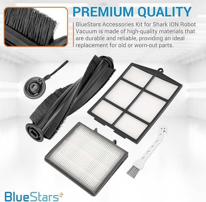 BlueStars Accessories Kit for Shark ION R85 RV850 S86 S87 R71 R72 R75 RV761 RV771 RV871 AV751 AV752 AV753 Vacuum Cleaner - 6 Side Brushes, 3 Hepa Filter, 1Main Brush, 1 Filter Guard, 1 Cleaning Brush