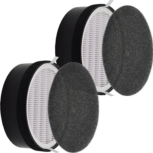 2-Pack LV-H132-RF Air Filters: Replacement for Levoit LV-H132 Air Purifier - H13 True HEPA & Activated Carbon 3-in-1, Reduce Odor & Pet Dander for Bedroom Office