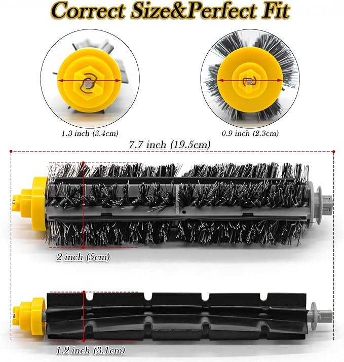Garbage fighter Replacement Parts for iRobot Roomba 600 Series 690 980 670 660 651 650 630 614 595 585 564 552, 2 Pairs Bristle and Flexible Beater Brush, Vacuum Cleaner Kit
