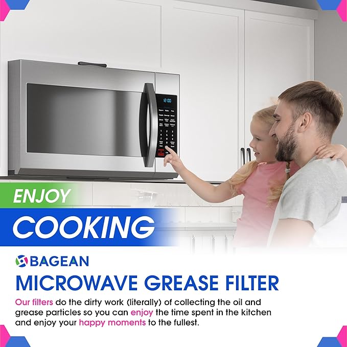 Microwave Filter replacement 6.81" x 6.34" Fits GE WB02X11534 Samsung DE63-00666A Microwave Grease Filter - Freshens and Filters Kitchen Air Entering the Over-the-Range Oven Stove Fan (4-Pack)