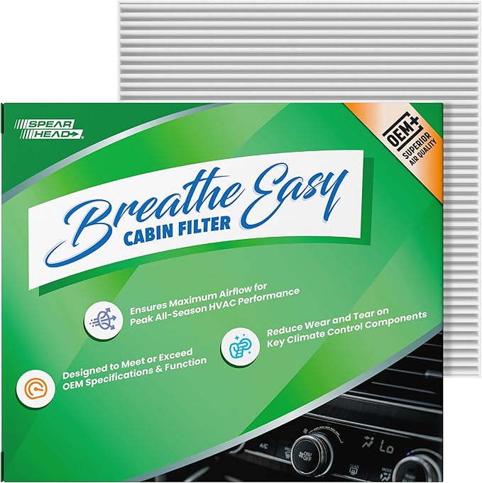 Spearhead OEM+ Particulate Breathe Easy Cabin Filter, Fits Like OEM, Provides Max Airflow & Enhanced Performance (BE-729P)