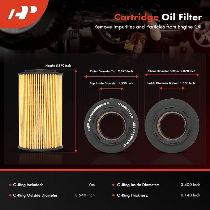 A-Premium 2-PC 10K Miles Protection Oil Filter Compatible with Hyundai Sonata 2006-2010, Santa Fe/Azera 2007-2009, Veracruz 2007-2012, Entourage 2007-2010 & Kia Sorento 2007-2009, Sedona, Amanti