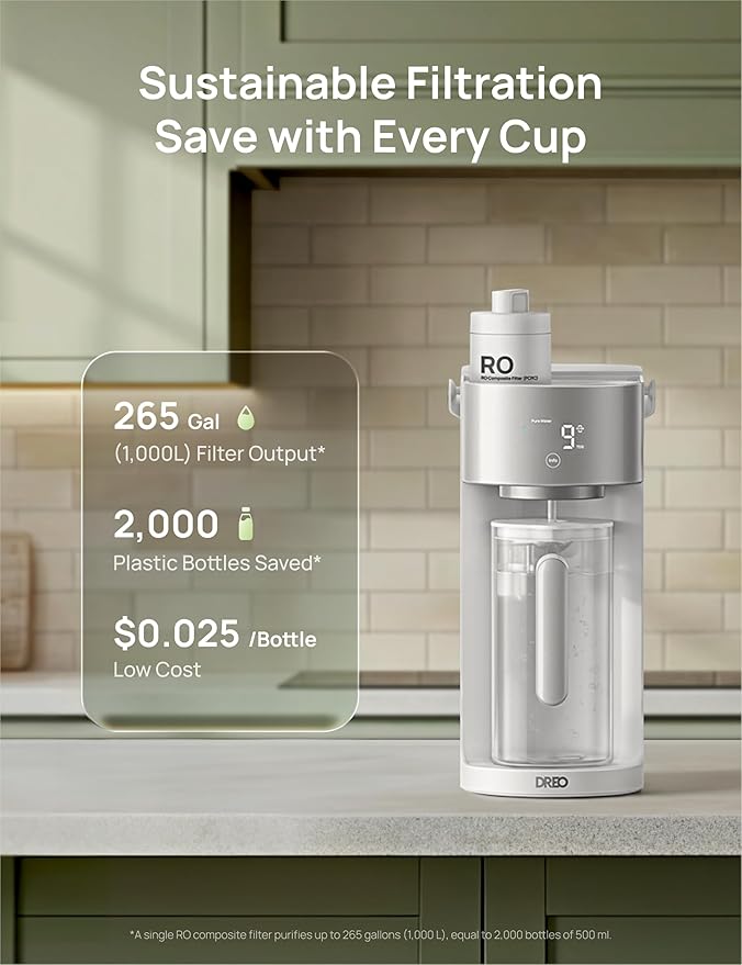 DREO 7-in-1 Reverse Osmosis Filter, Replacement for DREO RO Water Filter 112 & 113 & 114 & 115, Removes 99.99% of Contaminants including PFOA, PFOS, Chlorine, 6-12 month per Cartridge, SGS Tested