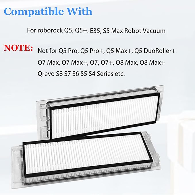 Filter for Roborock Q5, Q5+, E35, S5 Max Robot Vacuum Cleaner Replacement Parts, 4 Pcs