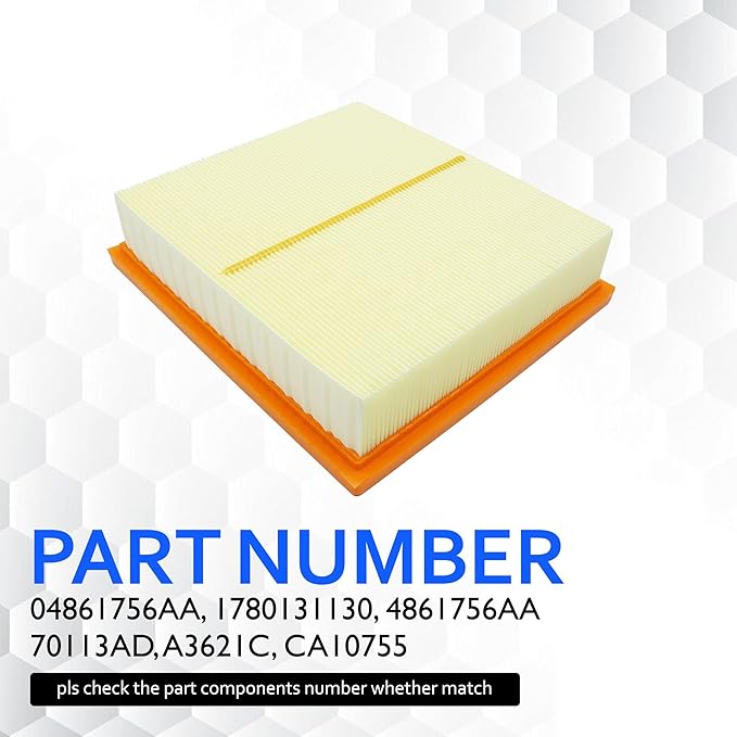 CA10755 Engine Air Filter Compatible with Dodge Durango, Jeep Grand Cherokee, Grand Cherokee WK, Lexus ES350, NX200t, NX300, RX350, Toyota Avalon, Camry, Highlander, Sienna, Tacoma 2024-2025