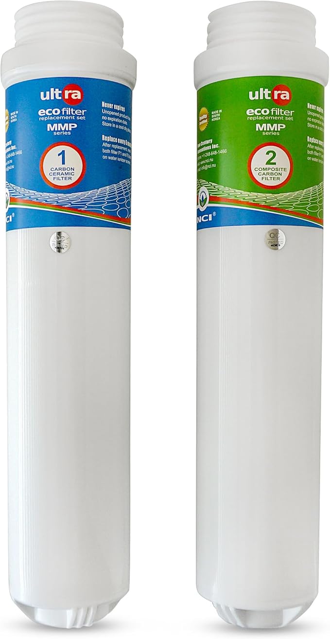 NCI MMP series ULTRA Eco Replacement Filters, compatible with TYENT MMP Series (MMP-5050, MMP-7070, MMP-9090, MMP-11T) Countertop Water Ionizer - Dual Carbon + Ceramic Filtration for Max ORP
