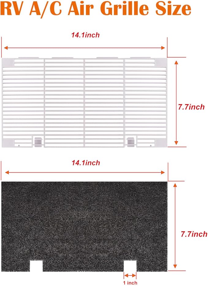 weideer 2PCS RV A/C Ducted Air Grille for Dometic, Duo-Therm RV Air Conditioner Grille, RV Air Conditioner Cover with RV AC Filter Replacement for Dometic 3104928.019 Polar White 14.1" x 7.7"
