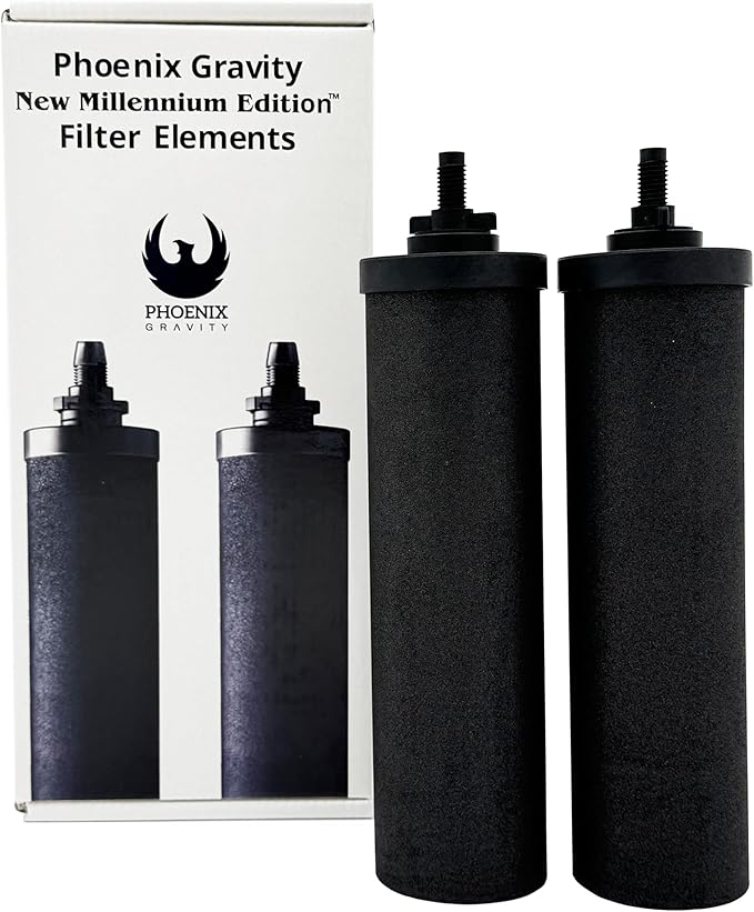 Berkey - Phoenix Gravity New Millennium Edition Water Filter Elements (Set of 2) - NMCL Endorsed Replacement in Lieu of Black Berkey Elements BB9-2