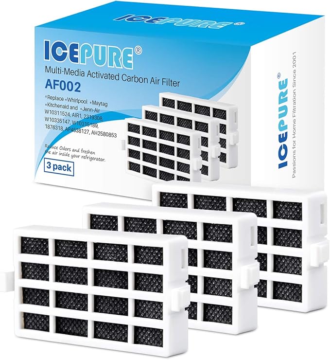 ICEPURE W10311524 Upgraded Refrigerator Air Filter Replacement for Whirlpool AIR1, W10311524, 2319308, W10335147, 1876318, FreshFlow Air Filter, AP4538127, AH2580853, EA2580853, PS2580853, 3PACK