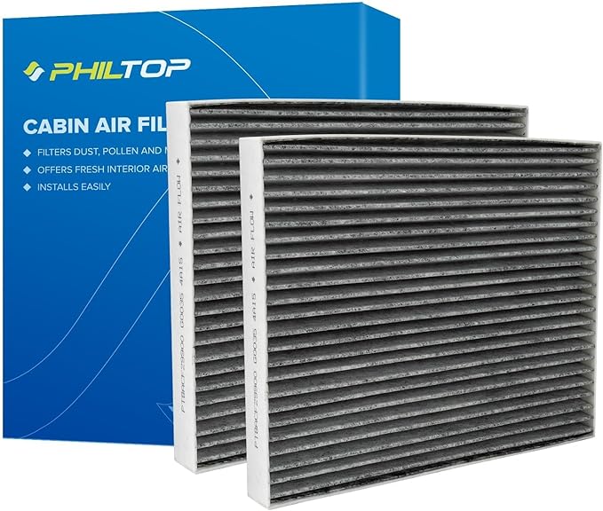 PHILTOP Cabin Air Filter w/Activated Carbon, Compatible with CF12058 Hyundai Elantra 2017-2020, Accent 2018-2022, Elantra GT 2018-2020, Kia Forte 2019-2024, Rio 2018-2023, Pack of 2, HEPA Filtration