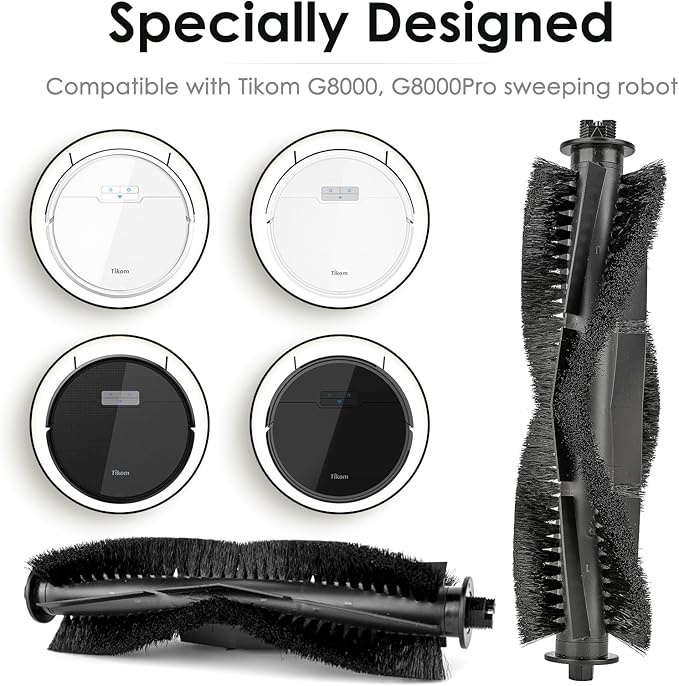 (2 Pieces) Replacement Brush Rollers Compatible with Tikom G8000 Max/ L9000/ L8000 Plus/ G8000 Robot Vacuum and Mop Combo, Replacement Parts Accessory Kit, 2 Brush Rollers