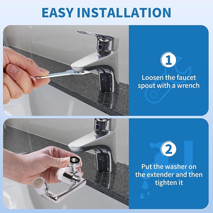 Filtered Faucet Aerator 1080° Rotating Faucet Extender Aerator,Bathroom Sink Filter Faucet Extender for Bathroom Sink,Universal Splash Sink Filter Water Faucet For Skin/Eye/Face