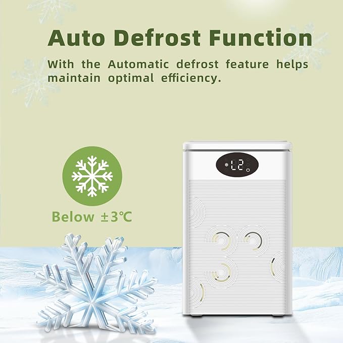 MTOX® Dehumidifier, 75oz Small Quiet Dehumidifiers for Home Bathroom Bedroom Basement RV,Sleep Mode, Auto Shut Off, 7 Colors LED Light, Green and white
