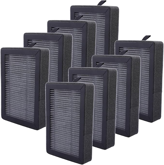 KEEPOW LV-H128 Replacement Filter 8 Pack Compatible with LEVOIT LV-H128/PUURVSAS (HM669A) / ROVACS (RV60) Air Purifier, LV-H128 H13 True HEPA Replacement Filter
