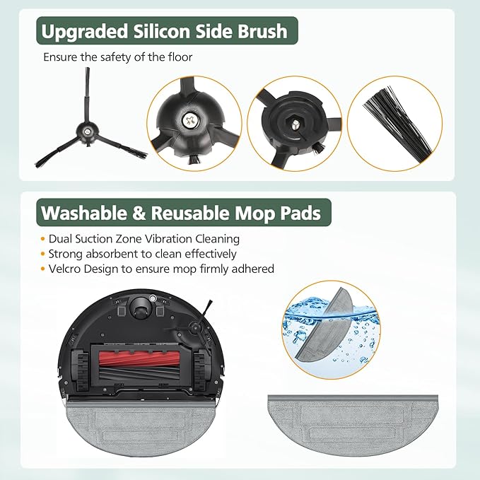 isinlive Accessories Kit Compatible with Roborock S8 Pro Ultra Robot Vacuum Cleaner, 1 Set Main Brush, 1 Rolling Brush, 4 HEPA Filters, 4 Side Brushes, 4 Mop Cloth Pads, 2 Dust Bags, 1 Cleaning Tool