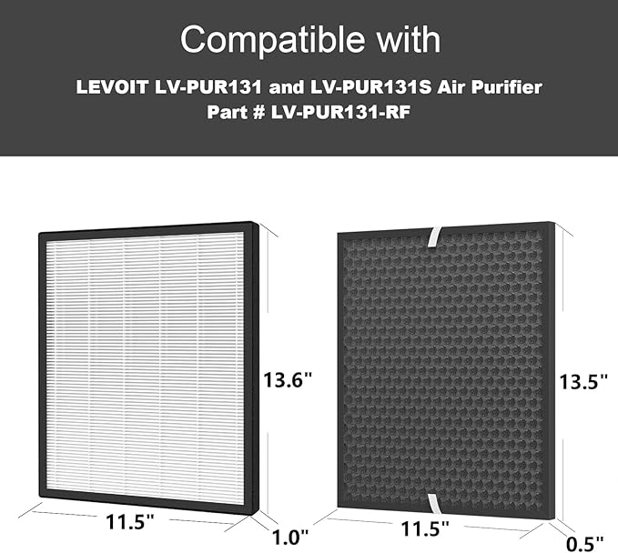 2-Pack LV-PUR131 Replacement Filter Compatible with LEVOIT LV-PUR131 and LV-PUR131s, LV-PUR131-RF Air Purifiers
