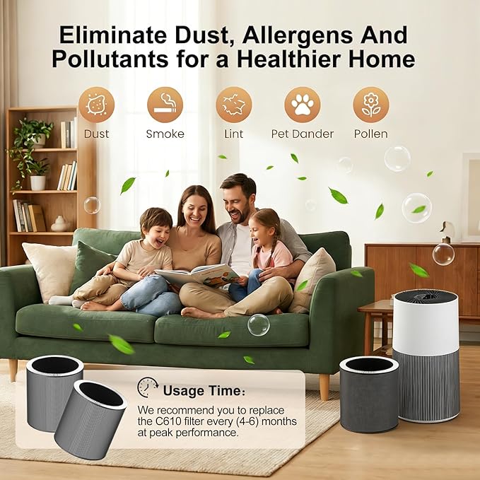 C610 Replacement Filter Z, Compatible with Winix C610 Air Purifier, Compares to Part # 1712-0121-00, 3-in-1 H13 True HEPA Filter and Activated Carbon Filter, 2 Pack