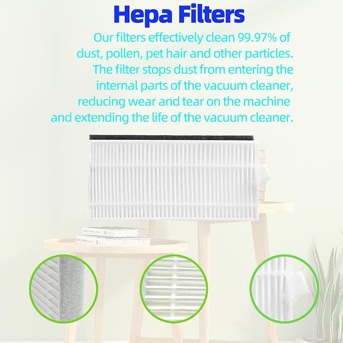 Replacement Parts Accessories Kit Compatible with XIEBro HR101/T8S Robot Vacuum Cleaner 1 Roller Brush, 4 Side Brushes, 4 Hepa Filters, 4 Mop Pad