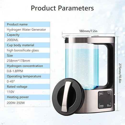 Hydrogen Water Machine Generator | 1800 PPB High Concentration, Portable Hydrogen Water Maker with SPE and PEM Technology for Home, Gym & Travel, Alkaline pH Balance Technology