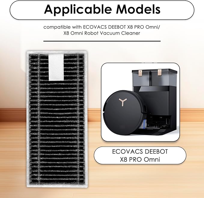 (5 Pack) X9 Pro Omni Replacement HEPA Filters Compatible with ECOVACS DEEBOT X9 Pro Omni/ X8 Pro Omni/ T80 Omni/ X11 OmniCyclone/ X11 Pro Omni Robot Vacuum, Filter Kit, Filters Accessories Kit