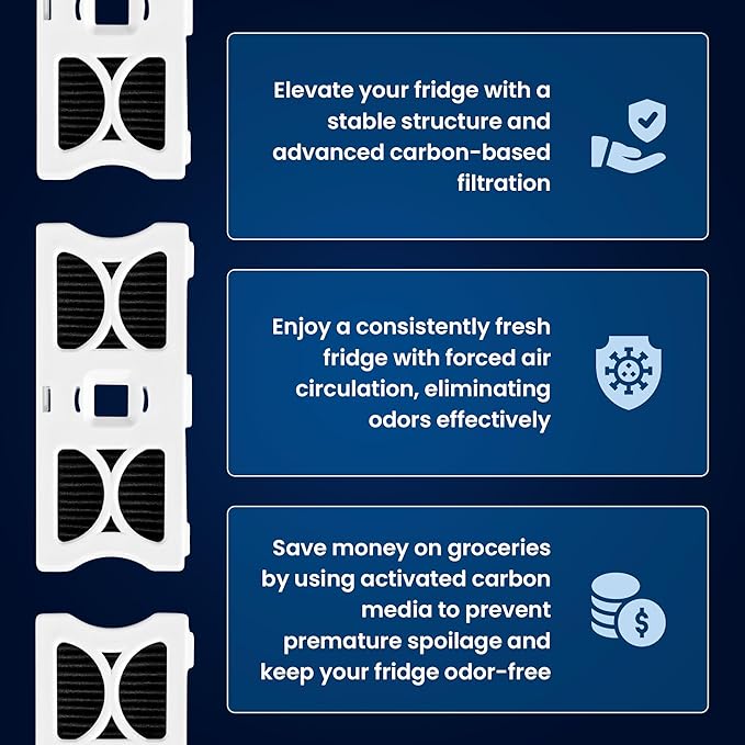 FRESH AF-1 Refrigerator Air Filter Replacement for Frigidaire - Compatible with Models: AF-1, FRGPAAF1, RAF-1 - Advanced Carbon Filter Technology - (4 Pack) Air filter by MIST