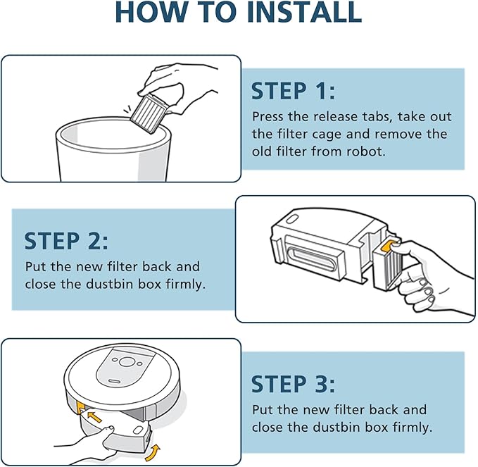 Combo 10 Max/ j9+/ j7+ HEPA Filters ONLY Compatible With i-Robot Roomba Combo 10 Max, Combo j9+, Combo j7+ Robot Vacuum (𝗡𝗼𝘁 𝗙𝗶𝘁 𝗳𝗼𝗿𝗥𝗼𝗼𝗺𝗯𝗮 j7/ j7+/ j9/ j9+)
