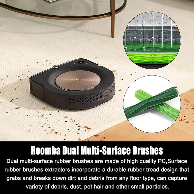 Replacement Parts Fit for iRo-bot Roomba s9 (9150) s9+ s9 Plus (9550) s Series Wi-Fi Connected Robot Vacuum Kits,2 Rubber Brushes, 6 Filters, 8 Side Brushes