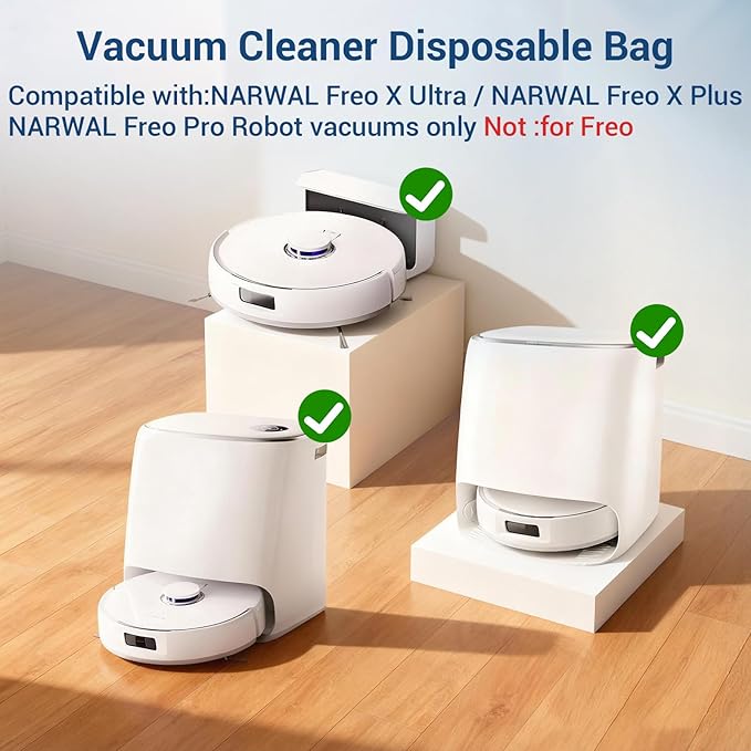 6-Pack Freo Pro Replacement Dust Bags Compatible with for Narwal Freo Pro, Freo X Ultra, Freo X Plus, 1L Capacity Dust Disposable HEPA Filter Vacuum Dust Bags
