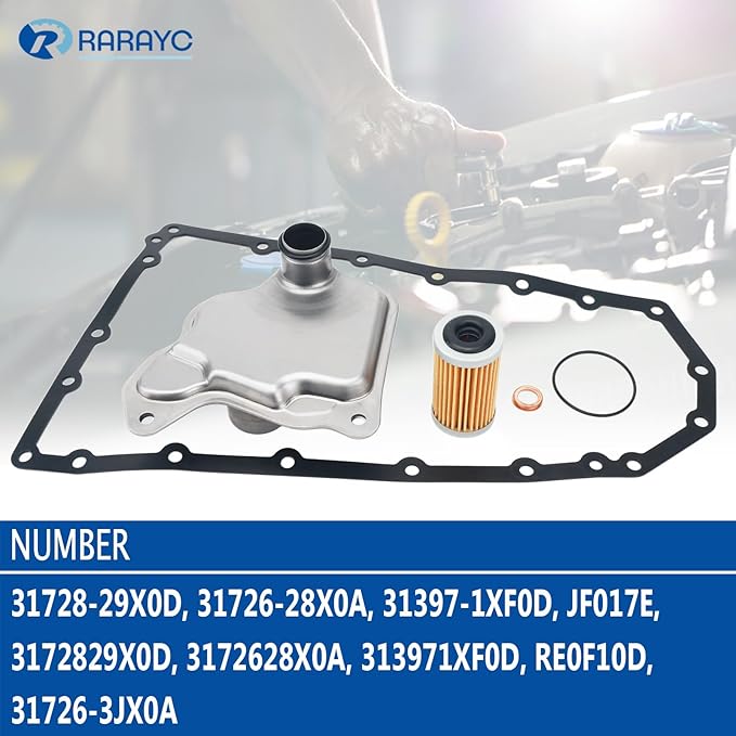 Transmission Oil Pan Gasket Kit Compatible With Nissan Altima Maxima Murano Pathfinder Juke Quest Infiniti QX60 31726-28X0A Complete Set with Pan & Cooler Filter Replaces 31728-29X0D RE0F10D