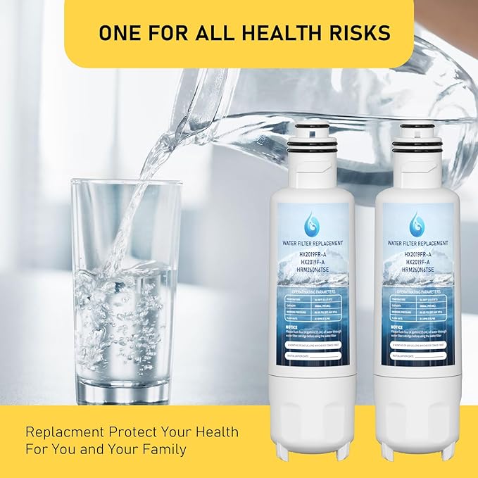 HX2019F-A HX2019FR-A Water Filter Replacement, Compatible With Hisense HRM260N6TSE, HRFD560SW, HRCD585BW, HRFD634BW, HRCD650BW, HRCD586TBWB and Mora MRM260N6TSE 3 Pack