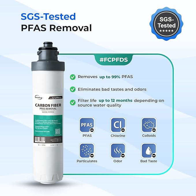 iSpring Bottleless Water Dispenser with 4-Stage Filtration, SGS-Tested 99% of PFAS Removal, Water Cooler Dispenser - Hot, Cold, Room Temp, Self Cleaning, Black, Model: DS4B-PF