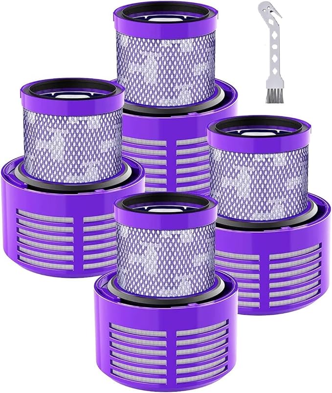 4 PACK HEPA Replacement V10 Filters Compatible with Dyson Cyclone V10 series, V10 Absolute, V10 Animal, V10 Total Clean, V10 Motorhead, SV12, Part No. 969082-01, Washable and Reusable