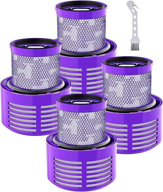 4 PACK HEPA Replacement V10 Filters Compatible with Dyson Cyclone V10 series, V10 Absolute, V10 Animal, V10 Total Clean, V10 Motorhead, SV12, Part No. 969082-01, Washable and Reusable